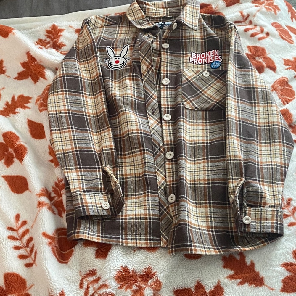 Kids Brown Plaid Shirt